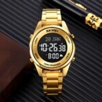 SKMEI - 1861 - Qibla Azan Time Reminder Prayer Watch - gold black - Image 3