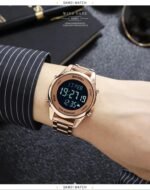 SKMEI - 1861 - Qibla Azan Time Reminder Prayer Watch - rose gold/black - Image 3