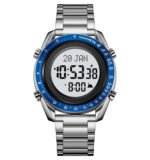 SKMEI - 2143 - Qibla Azan Time Reminder Prayer Watch - silver/blue - Image 2