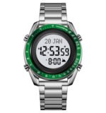 SKMEI - 2143 - Qibla Azan Time Reminder Prayer Watch - silver/green - Image 2