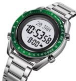 SKMEI - 2143 - Qibla Azan Time Reminder Prayer Watch - silver/green