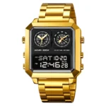 SKMEI - 2204 - Digital Luminous 4 Time Square - gold/black