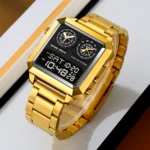 SKMEI - 2204 - Digital Luminous 4 Time Square - gold/black - Image 2