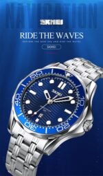 Skmei - 9276 - Quartz Casual Luxury Business Analog Watch - silver/blue-steel - Image 5