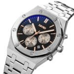 SKMEI - 9296 - Analog Stainless Steel Chronograph Quartz Watch - silver black - Image 2