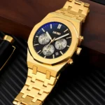 SKMEI - 9296 - Analog Stainless Steel Chronograph Quartz Watch - gold black - Image 3