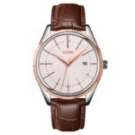 Skmei - 9298 - Leather Strap Casual Analog Quartz Watch - silver/rose gold-silver - Image 4