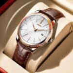 Skmei - 9298 - Leather Strap Casual Analog Quartz Watch - silver/rose gold-silver