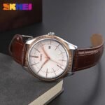 Skmei - 9298 - Leather Strap Casual Analog Quartz Watch - silver/rose gold-silver - Image 2