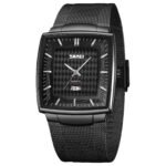 SKMEI - 9311 - Elegant Square Quartz Mesh Edition Watch - black/black
