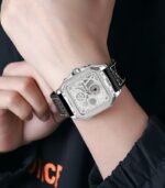 SKMEI - 9330 - Premium Down Second Square Dial Watch - silver/silver - Image 4