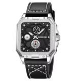 SKMEI - 9330 - Premium Down Second Square Dial Watch - silver/black