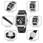 SKMEI - 9330 - Premium Down Second Square Dial Watch - silver/black - Image 4