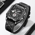 SKMEI - 9330 - Premium Down Second Square Dial Watch - black/black - Image 4