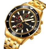 SKMEI - 9335 - Luxury Quartz Chronograph Stainless Steel Watch - gold/black - Image 2