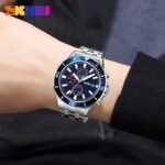 SKMEI - 9335 - Luxury Quartz Chronograph Stainless Steel Watch - silver/blue - Image 3