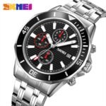 SKMEI - 9335 - Luxury Quartz Chronograph Stainless Steel Watch - silver/black - Image 4