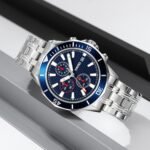 SKMEI - 9335 - Luxury Quartz Chronograph Stainless Steel Watch - silver/blue - Image 4