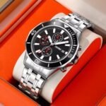 SKMEI - 9335 - Luxury Quartz Chronograph Stainless Steel Watch - silver/black - Image 2