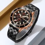 SKMEI - 9335 - Luxury Quartz Chronograph Stainless Steel Watch - rose gold/black - Image 2
