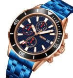 SKMEI - 9335 - Luxury Quartz Chronograph Stainless Steel Watch - rose gold/blue - Image 2