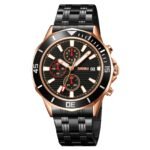 SKMEI - 9335 - Luxury Quartz Chronograph Stainless Steel Watch - rose gold/black