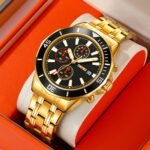SKMEI - 9335 - Luxury Quartz Chronograph Stainless Steel Watch - gold/black - Image 5