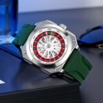 SKMEI - 9379 - Rotating Poker Dial Silicone Wrist Watch - silver/armygreen - Image 3