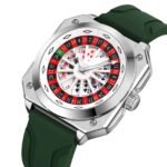 SKMEI - 9379 - Rotating Poker Dial Silicone Wrist Watch - silver/armygreen - Image 2