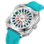 SKMEI - 9379 - Rotating Poker Dial Silicone Wrist Watch - silver/blue - Image 2