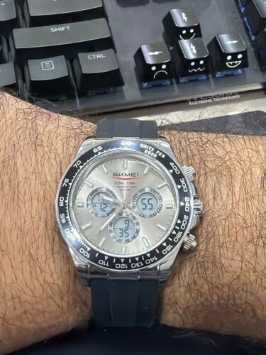SKMEI - 2505 - Electronic Quartz Dual Display Watch - silver/gray-silica gel photo review