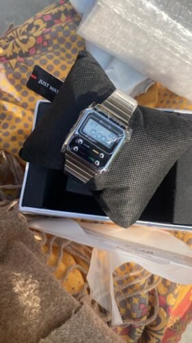 SKMEI 2448 Vintage Square Digital Stainless Steel Watch - silver-white photo review