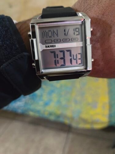 Skmei - 2246 - Modern Square Digital Watch - silver/black photo review