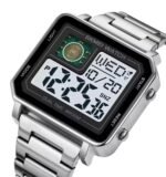 Skmei - 2033 - Bold Square Advanced Digital Functions Watch - silver