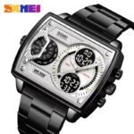 SKMEI 2229 Multi-Zone Analog Digital Sports Watch - black/silver-steel - Image 4