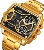 SKMEI 2229 Multi-Zone Analog Digital Sports Watch - gold/black-steel - Image 3