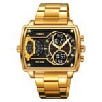 SKMEI 2229 Multi-Zone Analog Digital Sports Watch - gold/black-steel - Image 2