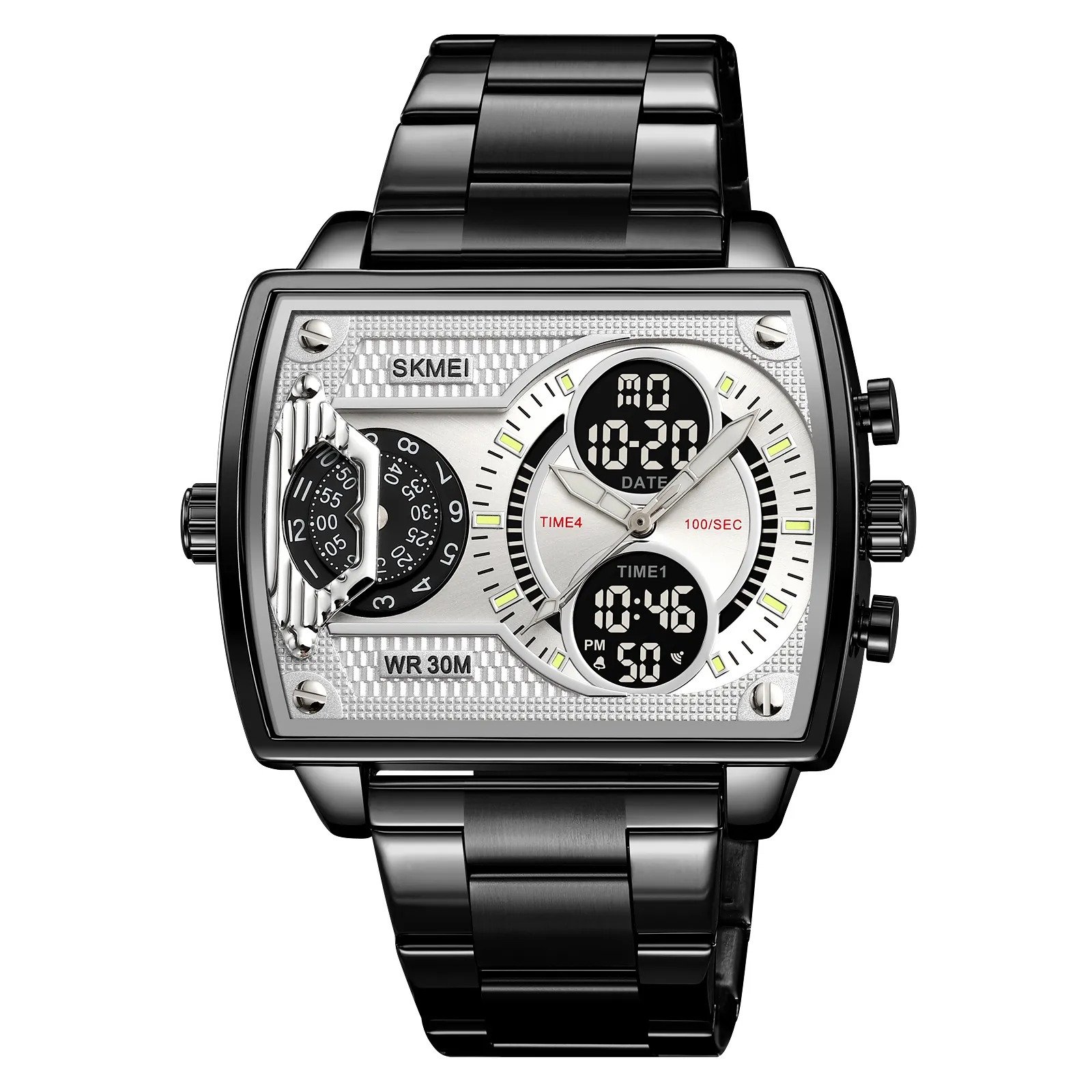 2229 (7) SKMEI 2229 Multi-Zone Analog Digital Sports Watch - black/silver-steel - Image 1