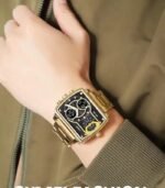 SKMEI 2229 Multi-Zone Analog Digital Sports Watch - gold/black-steel - Image 4