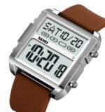 Skmei - 2246 - Modern Square Digital Watch - silver/brown - Image 2