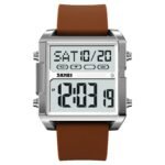 Skmei - 2246 - Modern Square Digital Watch - silver/brown