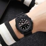 Skmei - 2393 - Quartz Analog Silicone Strap Watch - black/swirl marks - Image 6