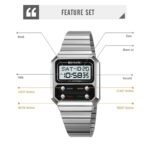 SKMEI 2448 Vintage Square Digital Stainless Steel Watch - silver-white - Image 5