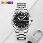 Skmei - 9293 - Premium Steel Quartz Performance Watch - silver black - Image 5