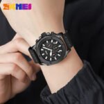 Skmei 9327 - Functional Chronograph Features Watch - black-black - Image 3