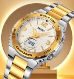 Skmei – 2310 – Digital World Time Analog Watch – Silver/Gold - Image 4