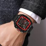 Skmei – 9341 – Bold Sporty Square Chronograph Watch – Black / Black - Image 3