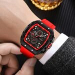Skmei – 9341 – Bold Sporty Square Chronograph Watch – Red - Image 3