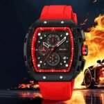 Skmei – 9341 – Bold Sporty Square Chronograph Watch – Red - Image 2