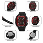 Skmei – 9341 – Bold Sporty Square Chronograph Watch – Black / Black - Image 4